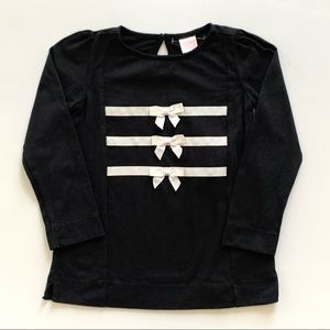 Janie and Jack Black and White Bow Top